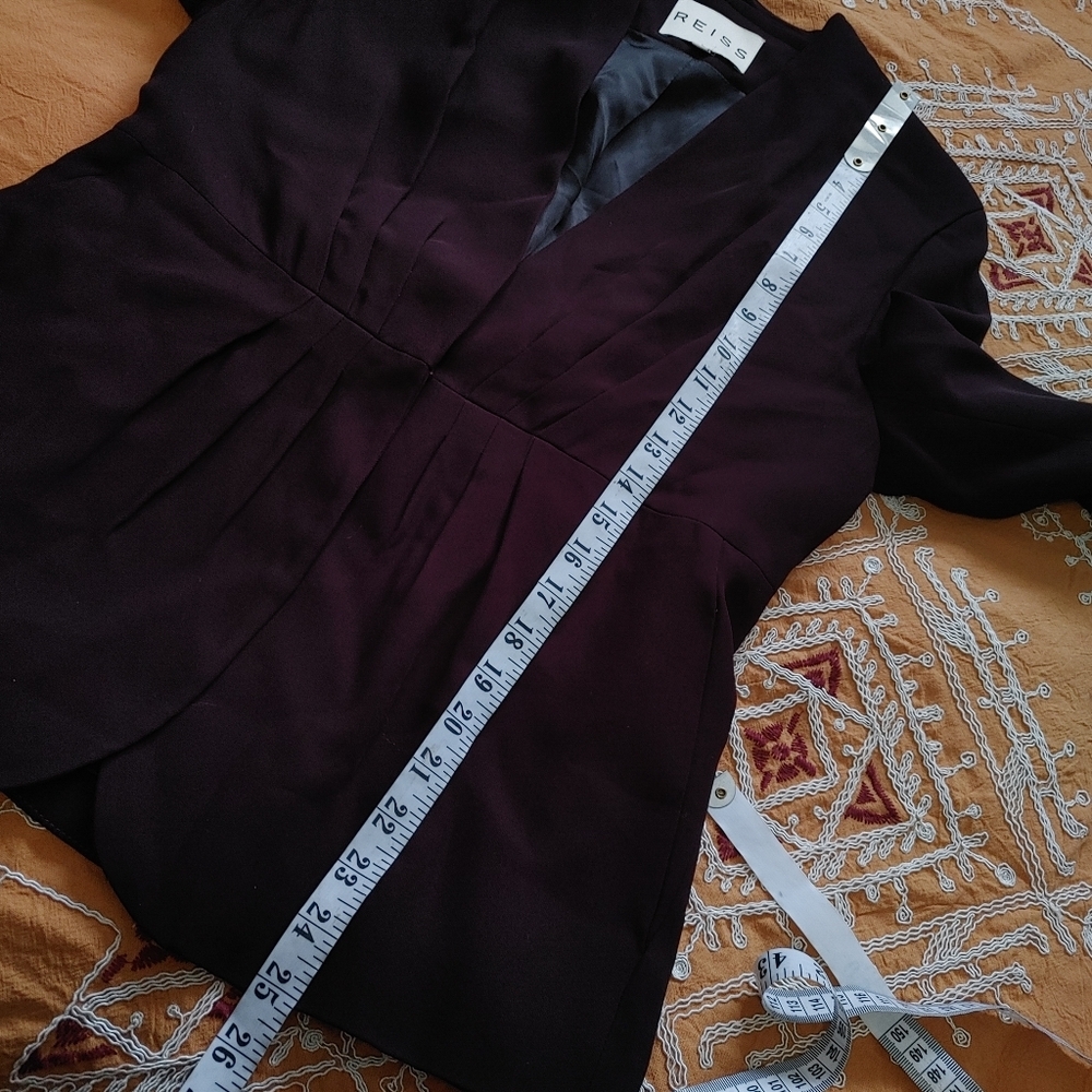 Reiss Carla Eggplant Pleated Viscose Blazer Size M - Picture 12 of 14